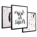 Zestaw obrazy w ramie 40x50 galeria - Cytat, motywacyjny, pióra, boho - rama czarna