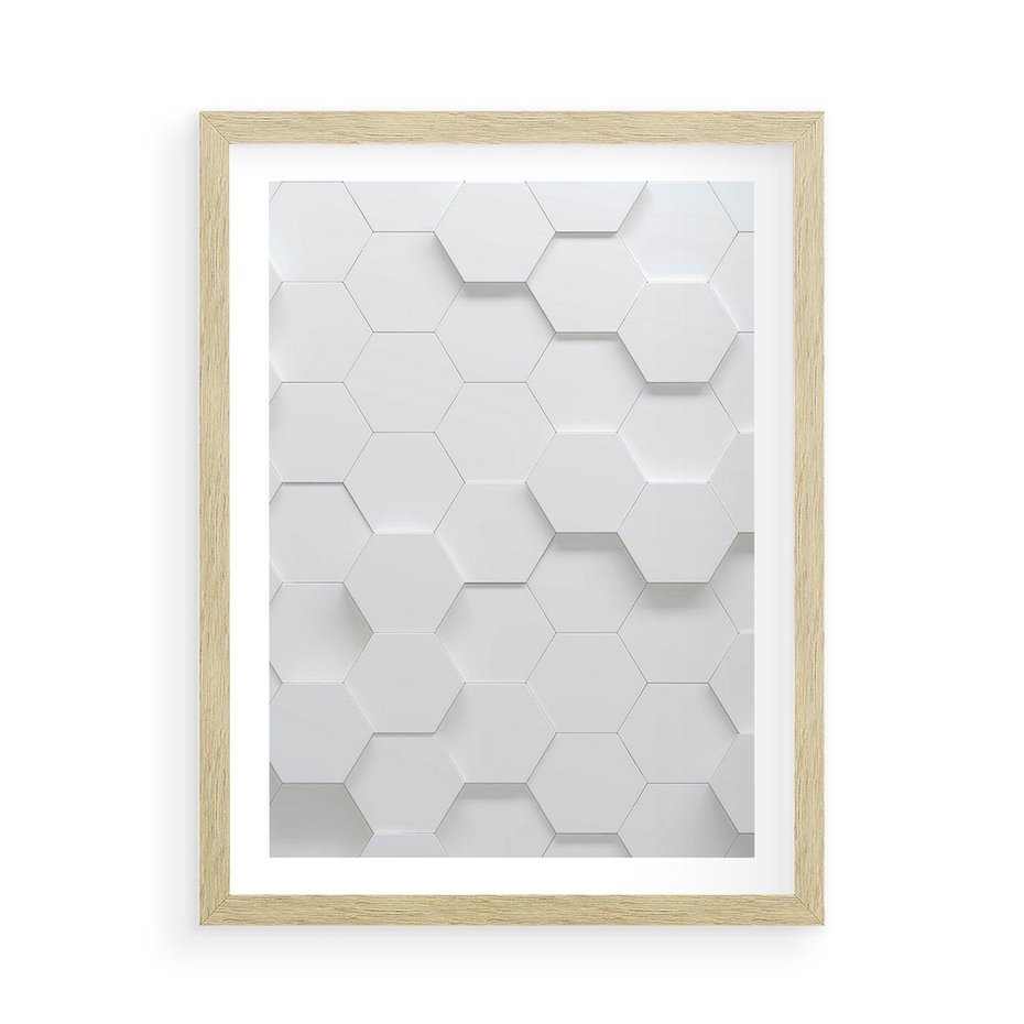 Plakat w ramie 50x70 - Intrygujący Wymiar - geometria, 3D - rama drewno