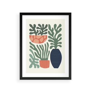 Plakat w ramie 40x50 - Abstrakcyjne Roślinne Formy - nowoczesna grafika, rośliny - rama czarna