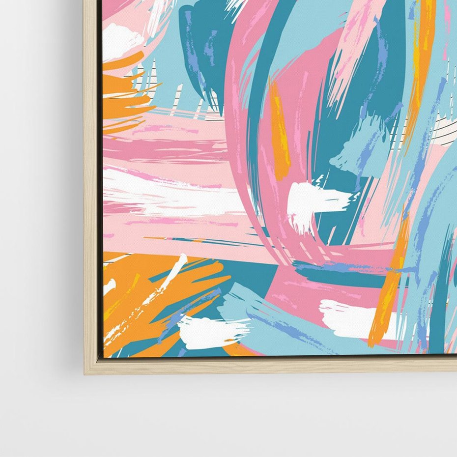 Obraz w ramie 80x80 - Refleksje w krainie abstrakcji - abstrakcja, energiczne pociągnięcia pędzla - rama drewno