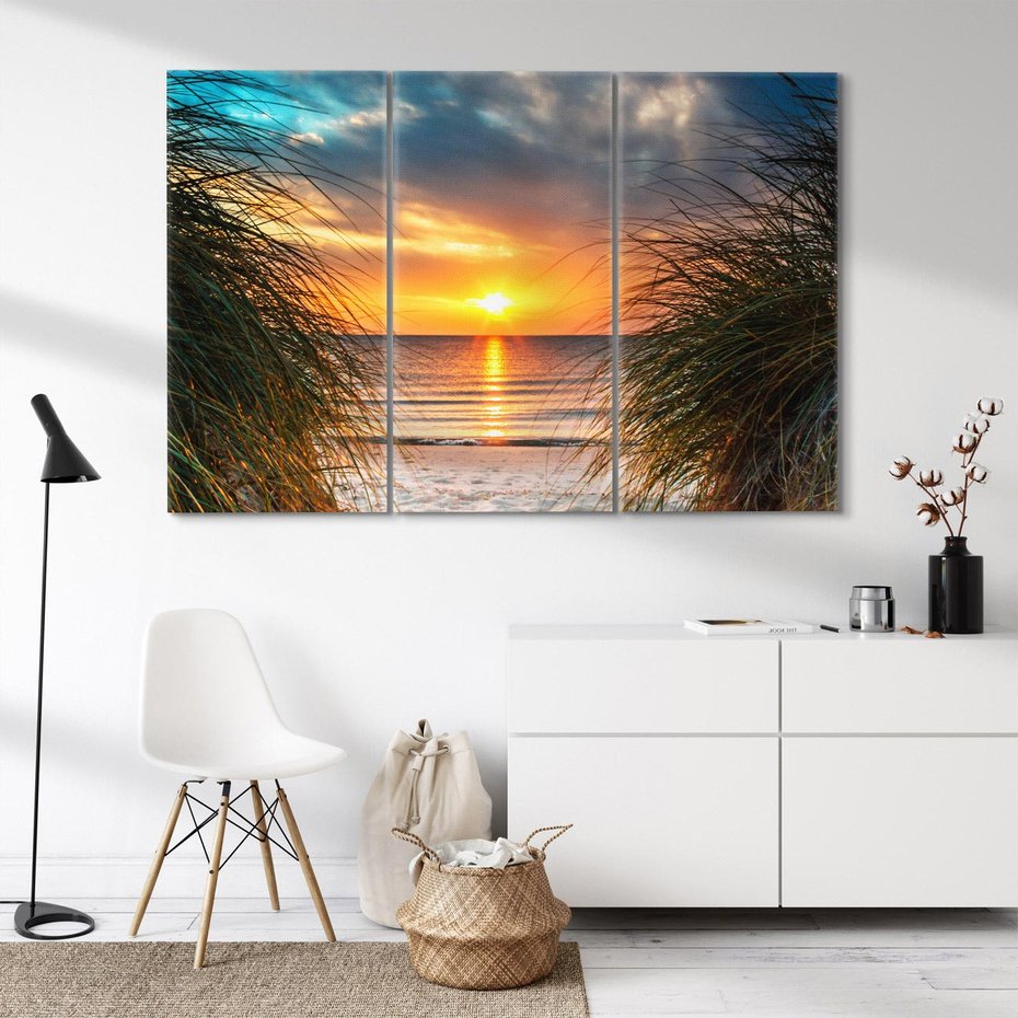 Obraz na płótnie 120x80 - Magia zachodu słońca na plaży - zachód, słońca