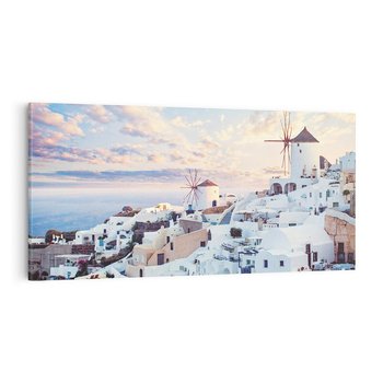 Obraz na płótnie 140x70 - Biel ponad Błękitem - Santorini, białe budynki