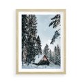 Plakat w ramie 50x70 - Górska Uroda Zimą: Dom w Śniegu - domek w górach, zima - rama drewno
