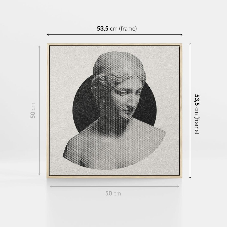 Obraz w ramie 50x50 - Sztuka Zeszłych Czasów - antyczna rzeźba kobiety, posąg - rama drewno