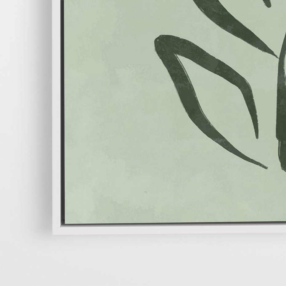 Obraz w ramie 50x70 - Zieleń Wyjątkowego Ukojenia - zielona abstrakcja, zgaszona zieleń - rama biała