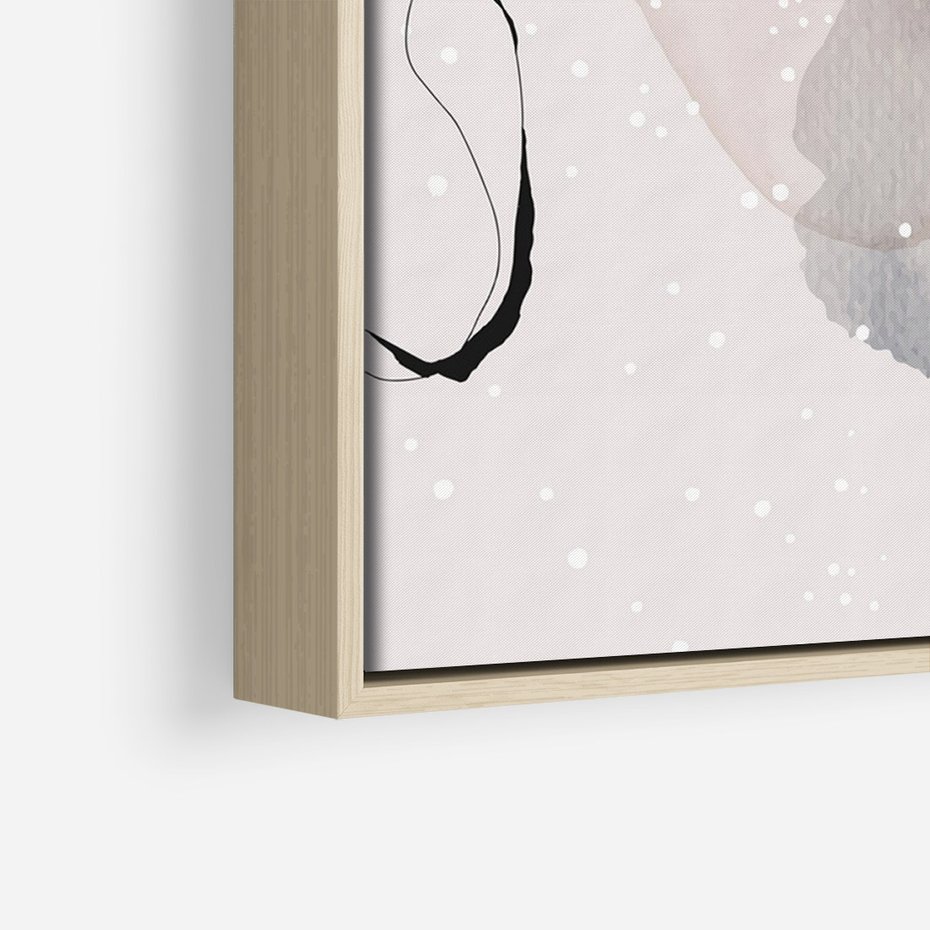 Obraz w ramie 80x120 - Migocące Barwy - abstrakcyjne plamy akwarelowe, czarny szkic - rama drewno