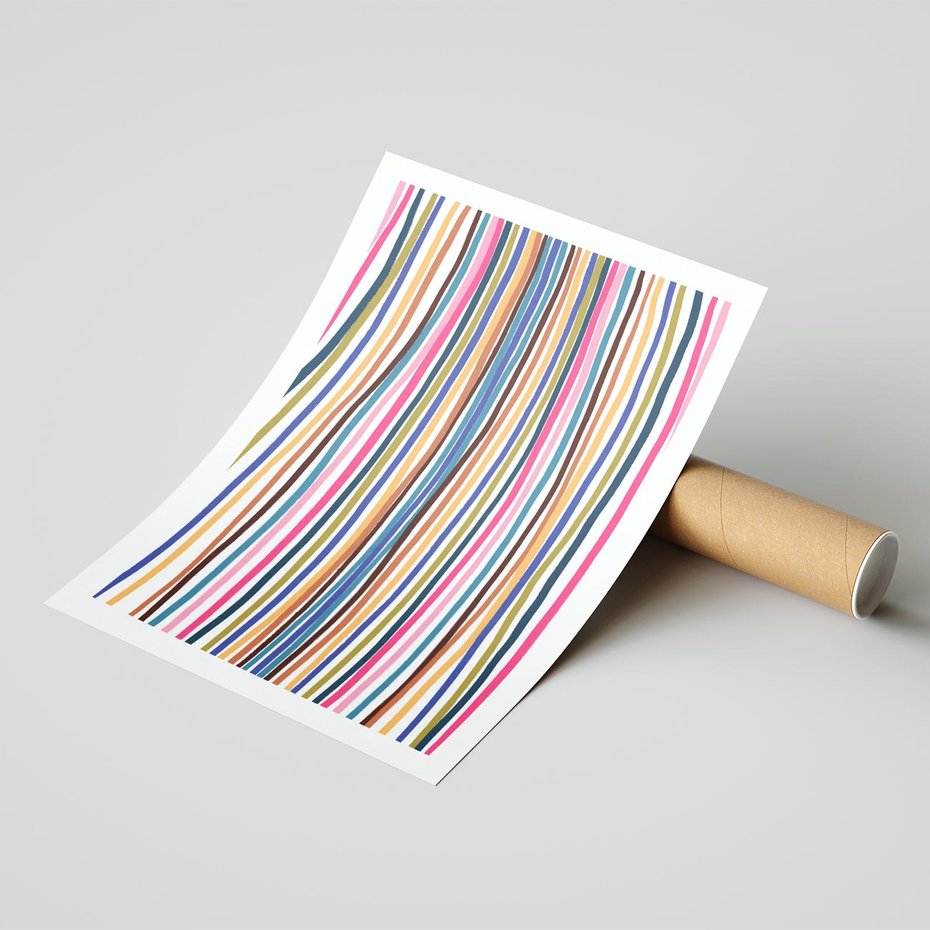 Plakat bez ramy 21x30 - Energetyczne Nurtujące - kolorowe wzory, tęczowe żywe kolory