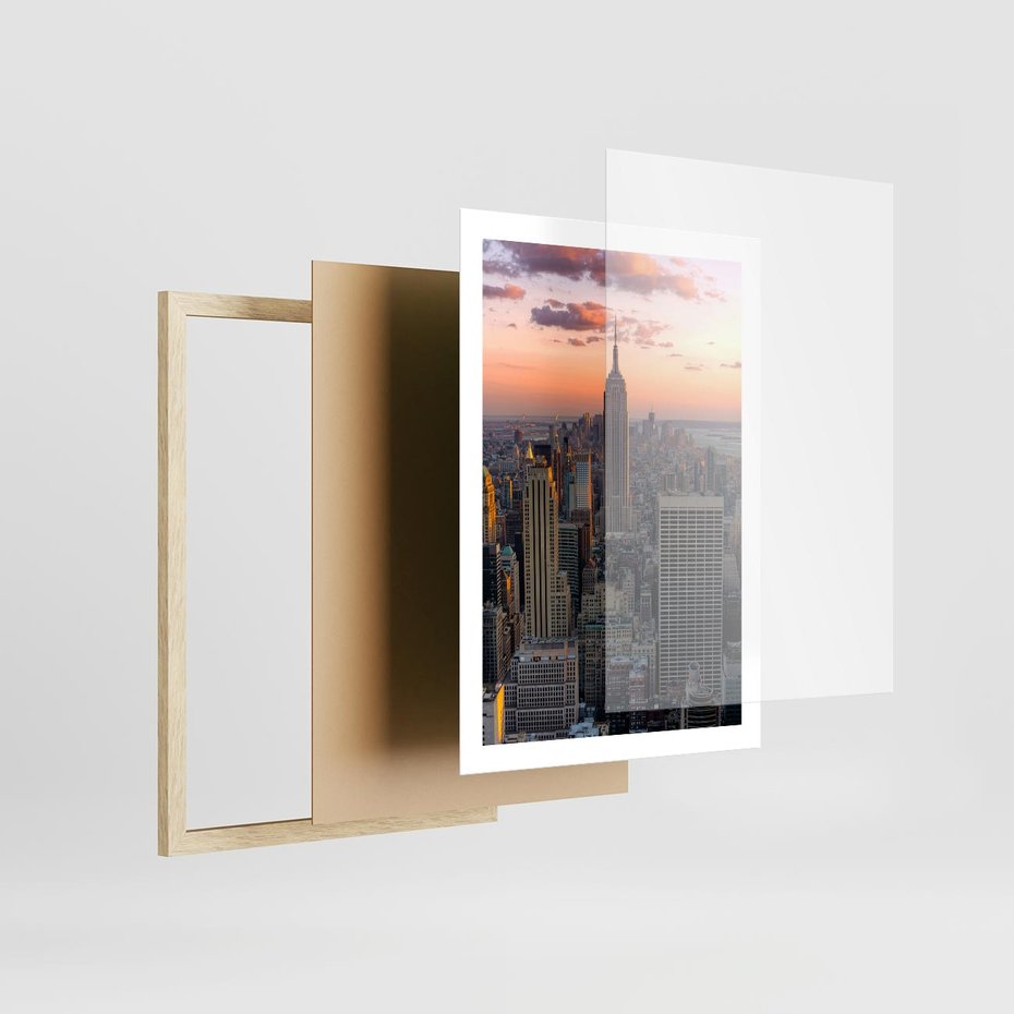 Plakat w ramie 50x70 - Nowojorskie Wieżowce - Nowy York, wieżowce - rama drewno
