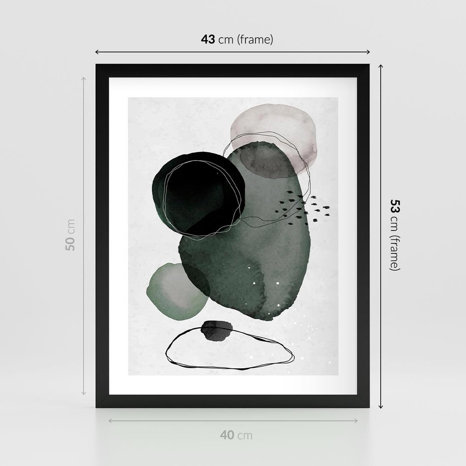 Plakat w ramie 40x50 - Abstrakcyjne Plamy w Akwareli - abstrakcyjne akwarelowe plamy - rama czarna