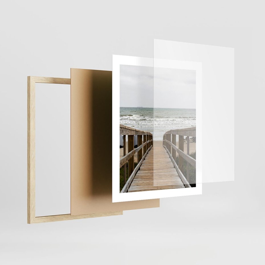 Plakat w ramie 40x50 - Morze i drewniany pomost - morze, pomost - rama drewno