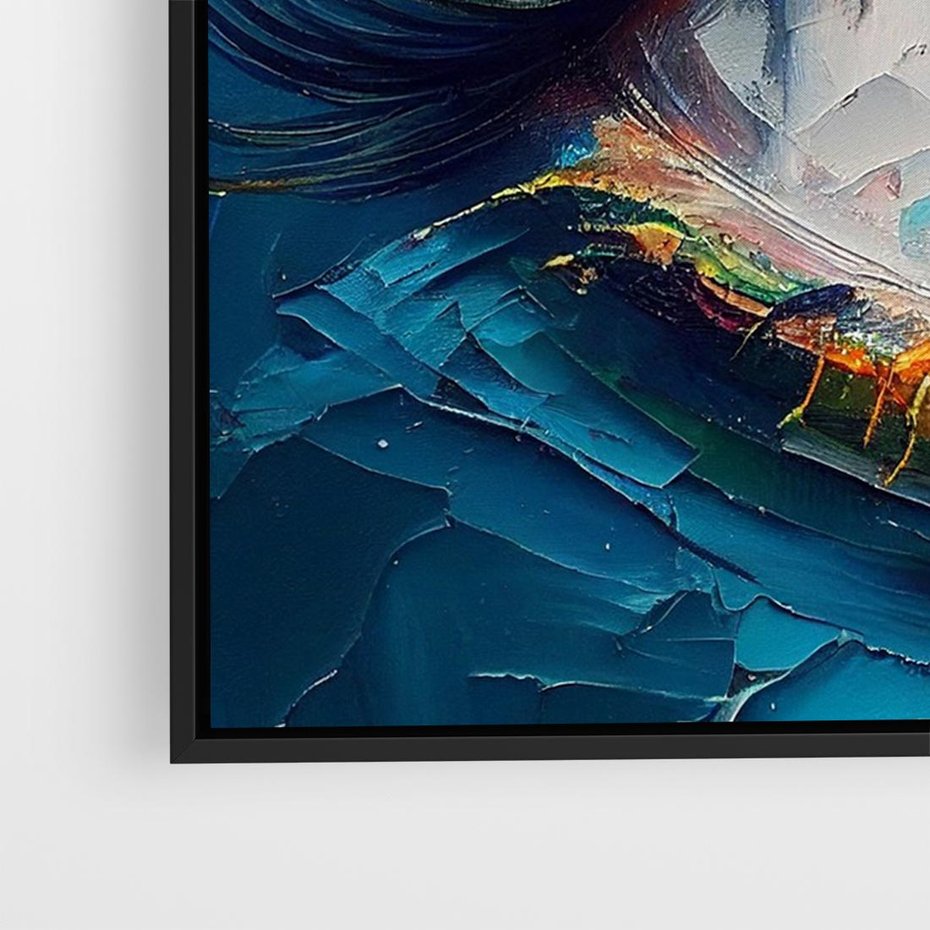 Obraz w ramie 100x70 - Mistyka Tęczowego Oka - oko, obraz olejny - rama czarna