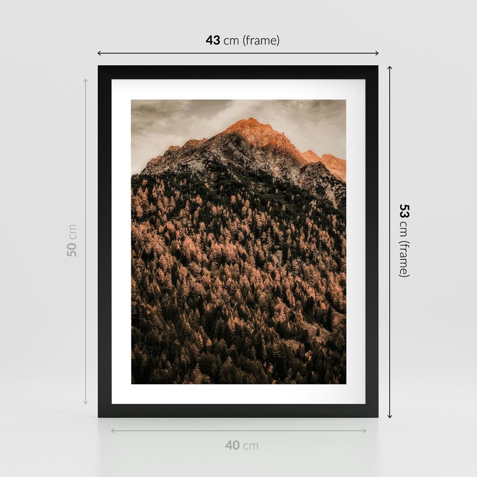 Plakat w ramie 40x50 - Jesienna Godzina w Górach - góry, las w górach - rama czarna