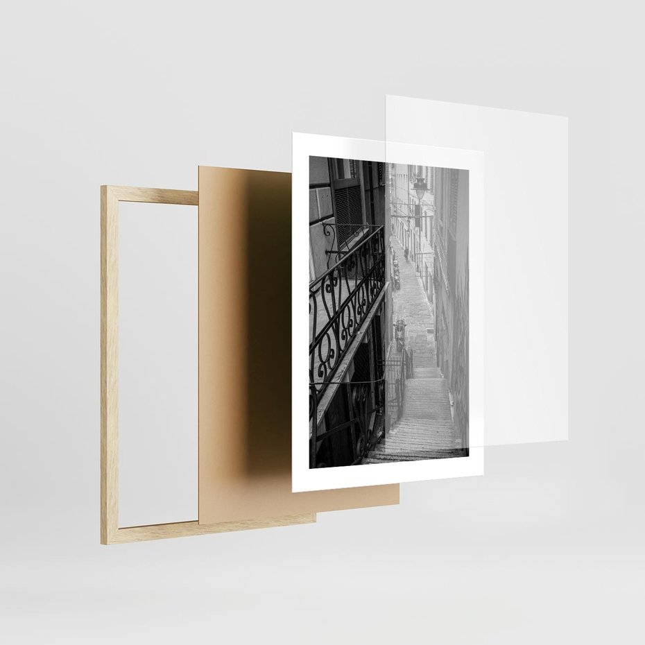 Plakat w ramie 30x40 - Magiczne spacery - uliczka, perspektywa - rama drewno