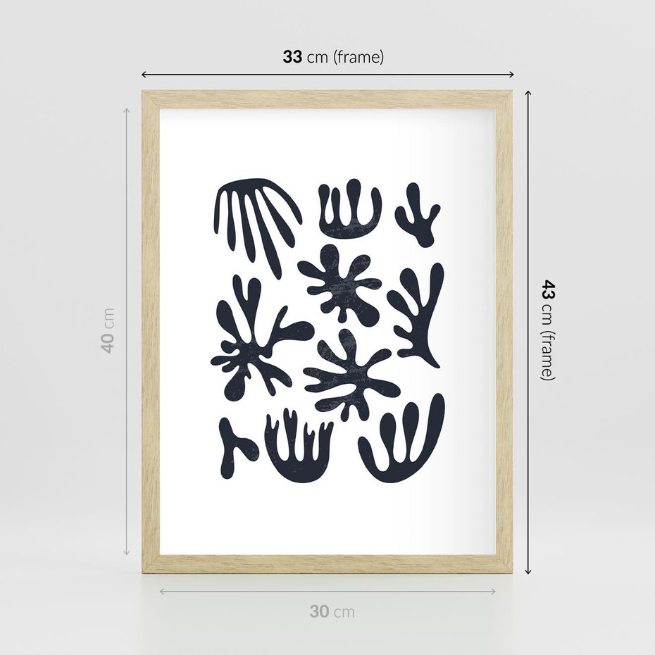 Plakat w ramie 30x40 - Rozmyte Granice Wspomnień - inspiracja mattise, abstrakcja - rama drewno