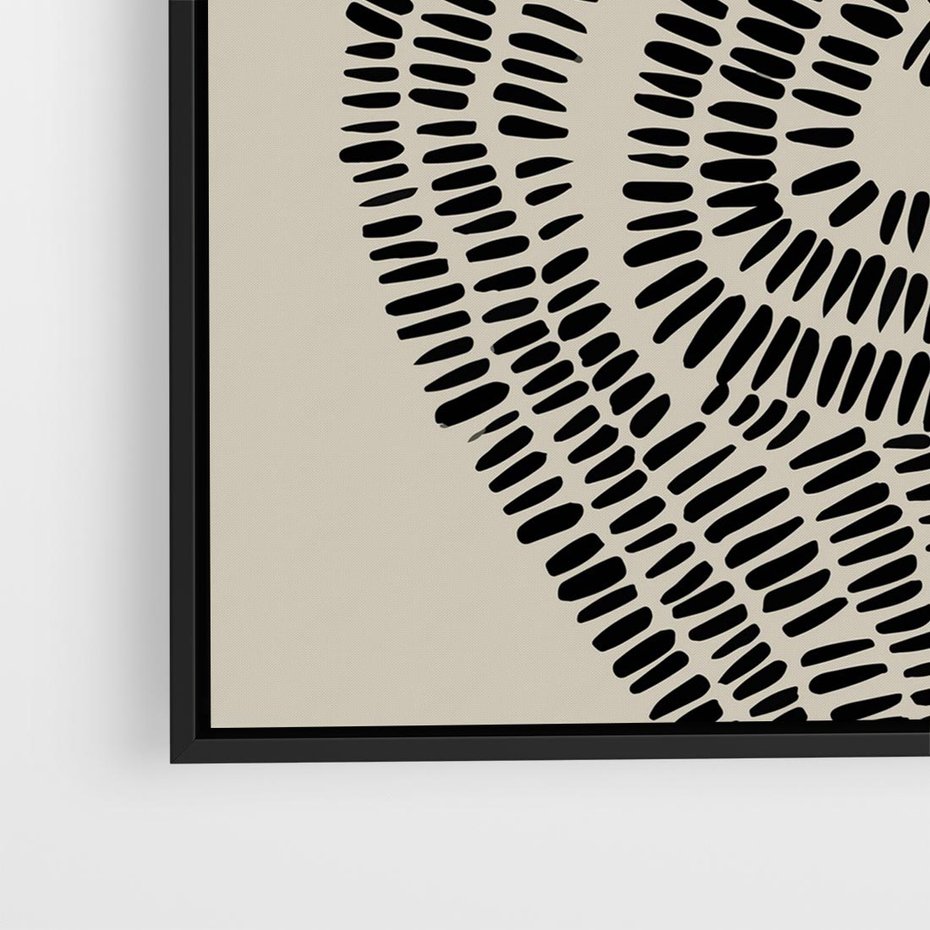 Obraz w ramie 50x50 - Nowoczesne Spektrum Wyobraźni - boho plakat, czarne kropki kreski - rama czarna