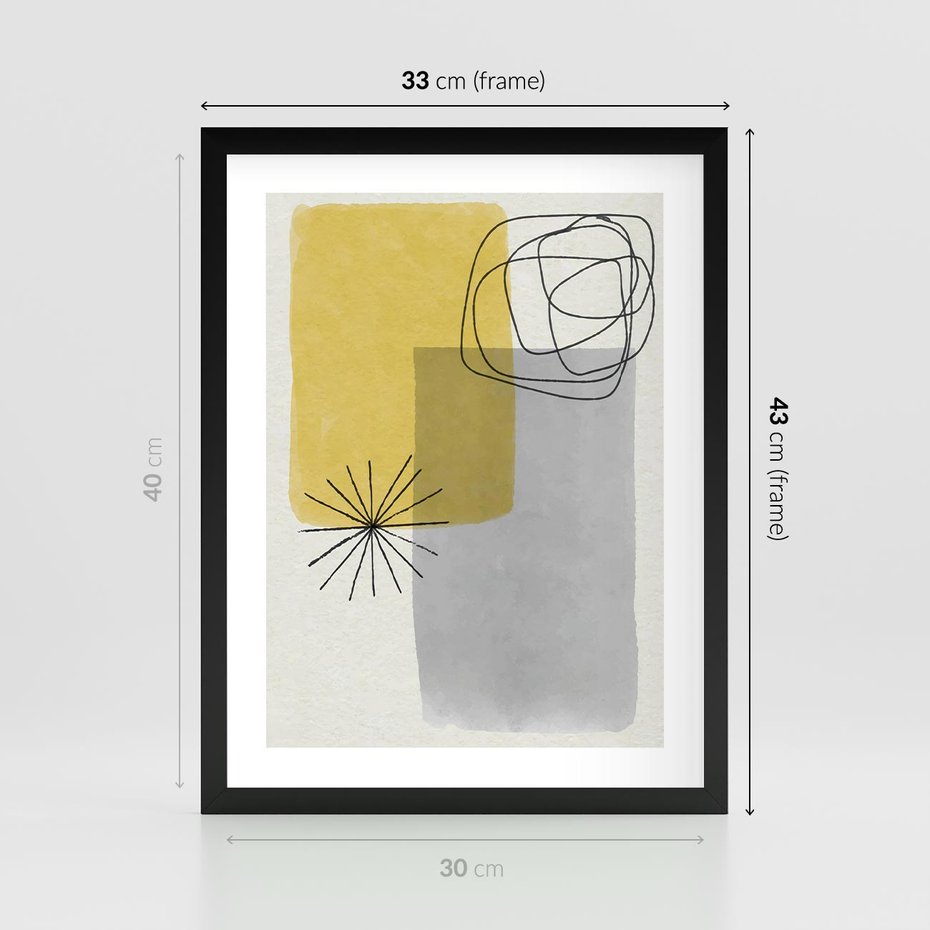 Plakat w ramie 30x40 - Rozbijające Granice Akwarel - abstrakcja, akwarelowe plamy - rama czarna