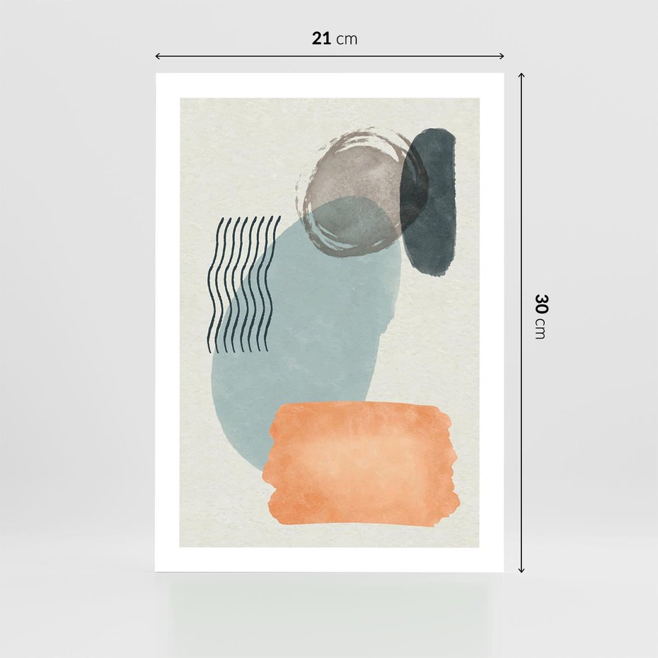 Plakat bez ramy 21x30 - Kształtujące Plamy - geometryczne elementy, stonowane ziemiste kolory