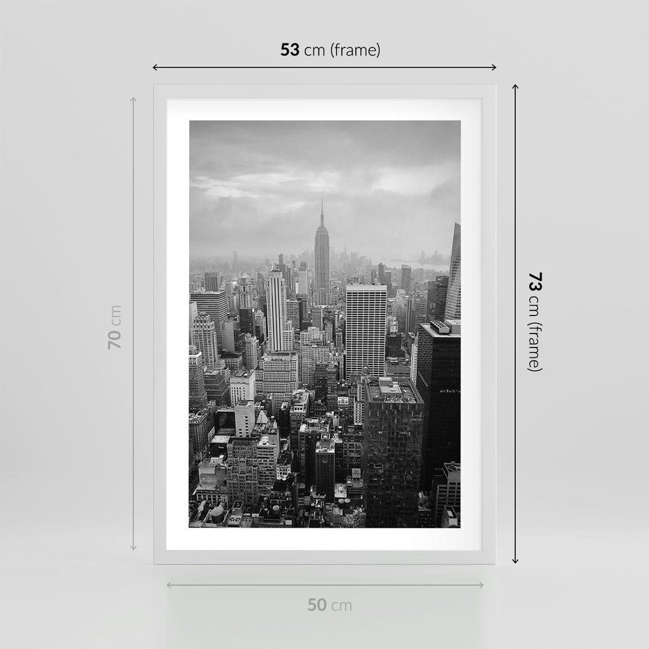 Plakat w ramie 50x70 - Majestatyczne Wysokości - Nowy Jork, wieżowce - rama biała