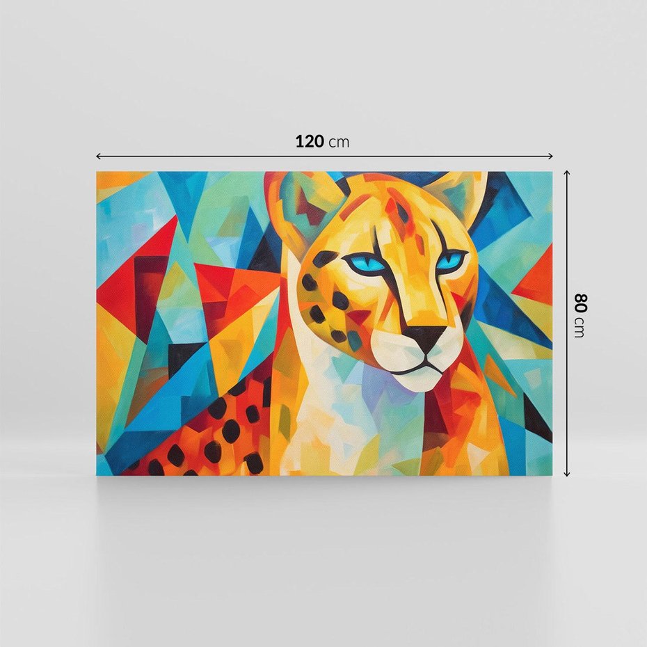 Obraz na płótnie 120x80 - Dzikie Piękno - abstrakcyjny portret geparda, intensywne kolory
