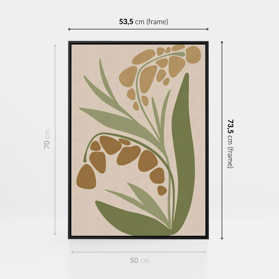 Obraz w ramie 50x70 - Minimalizm z Roślinami - nowoczesny plakat, roślinność - rama czarna