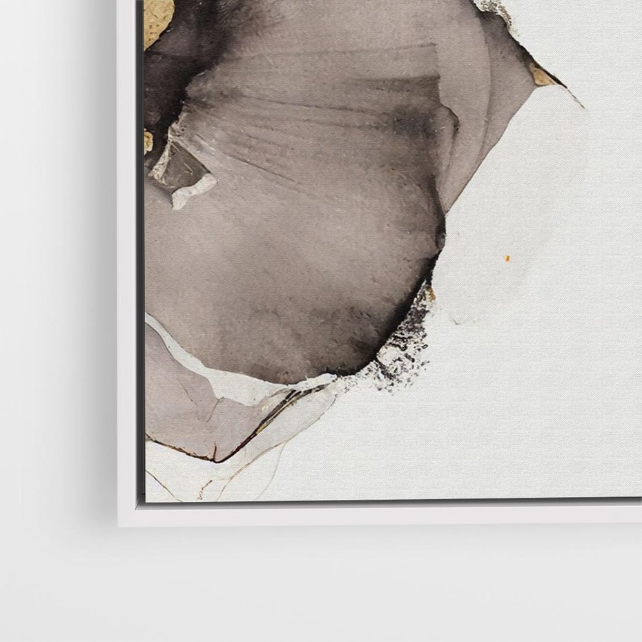 Obraz w ramie 50x50 - Nowoczesne Elegancje - akwarela, złote linie i plamy - rama biała