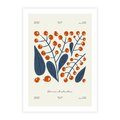 Plakat bez ramy 21x30 - Minimalistyczna Uroda Jarzębin - jarzębiny, niebieskie liście