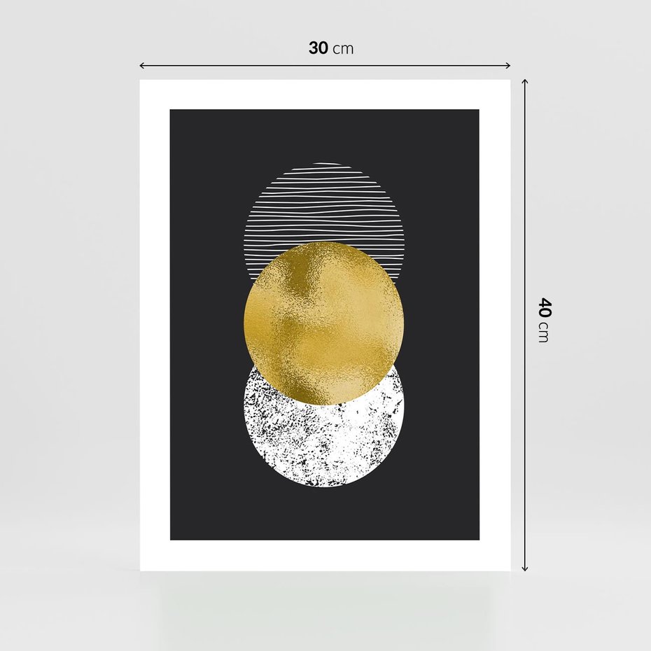 Plakat bez ramy 30x40 - Geometryczna Perfekcja: Złote Koło - geometryczna grafika, złote koło