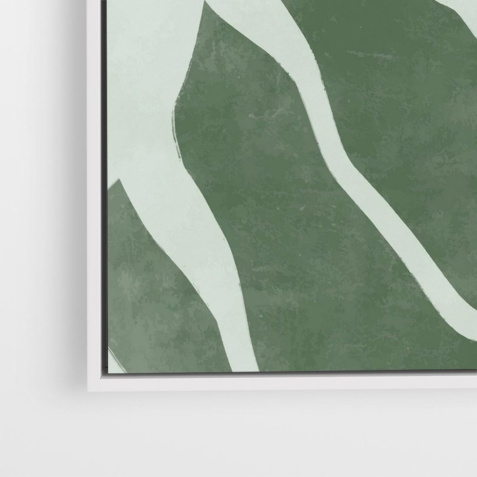 Obraz w ramie 50x50 - Zieleń Odpoczynku - zielony plakat, nieregularne splątane linie - rama biała