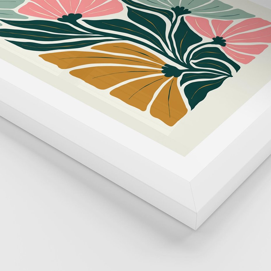 Plakat w ramie 40x50 - Rozplątane Myśli - abstrakcyjna kompozycja, pastelowe kwiaty - rama biała