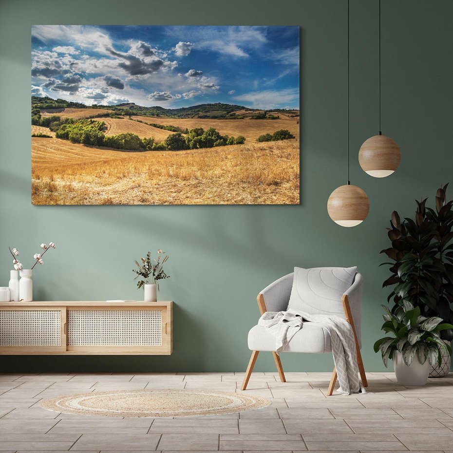 Obraz na płótnie 70x50 - Łąka góry i panoramiczny widok - łąka, góry