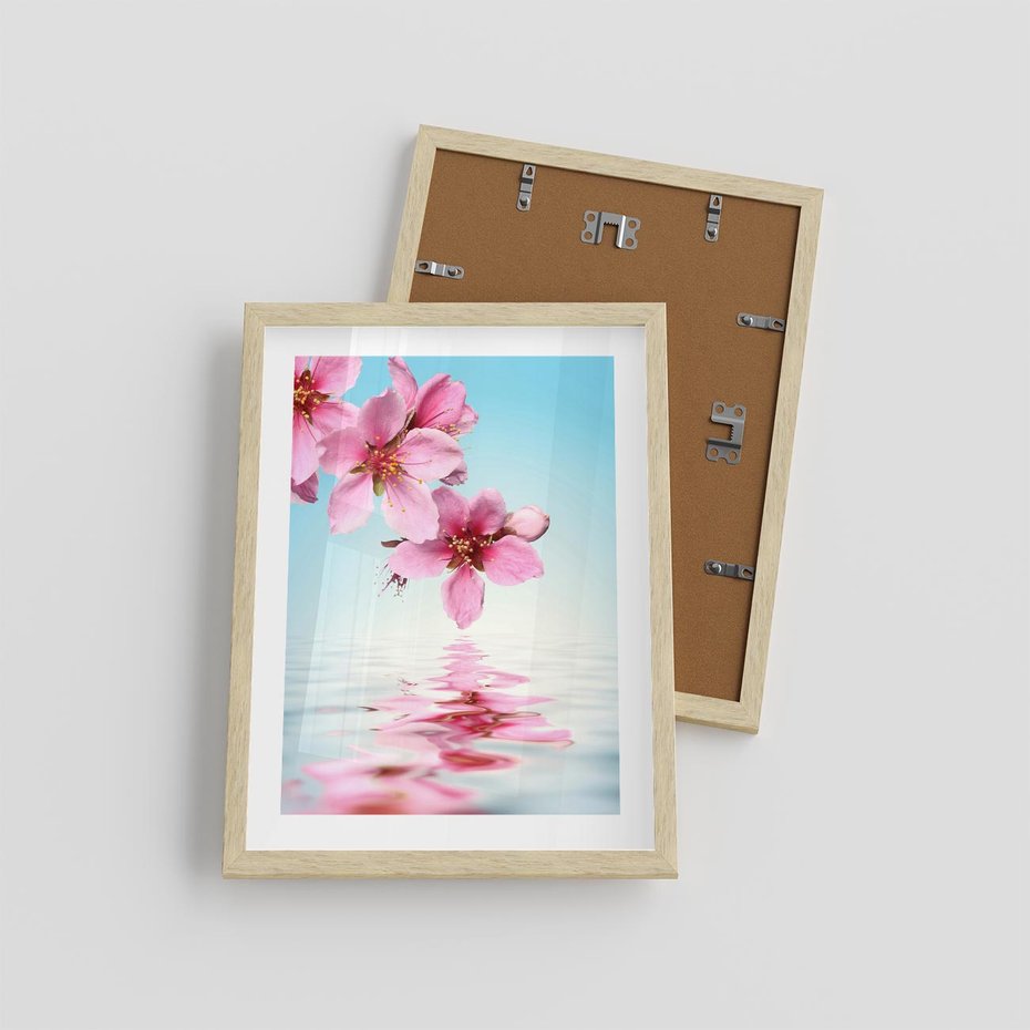 Plakat w ramie 30x40 - Magia kwitnącej wiśni - kwitnąca, wiśnia - rama drewno