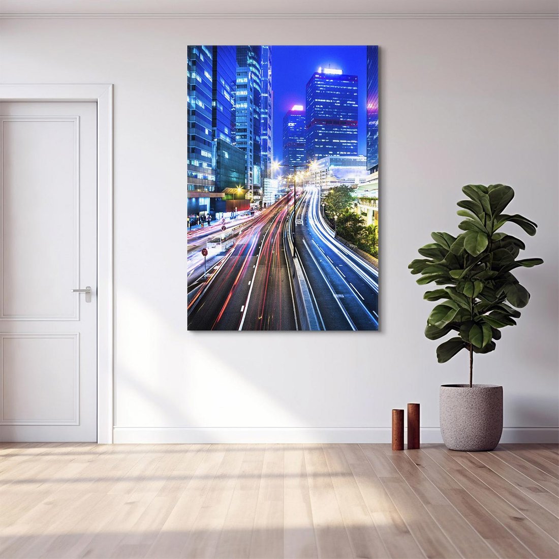 Obraz na płótnie 50x70 - Nocne Światła Miasta - noc, miasto