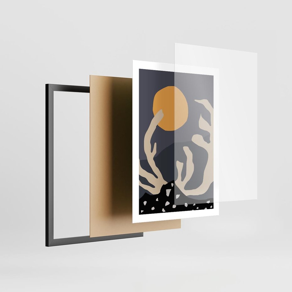 Plakat w ramie 50x70 - Tajemniczy Księżyc - nowoczesna sztuka, plakat - rama czarna