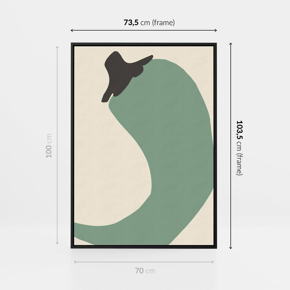 Obraz w ramie 70x100 - Granice Akwareli - abstrakcyjny minimalistyczny obraz, zielona papryczka - rama czarna