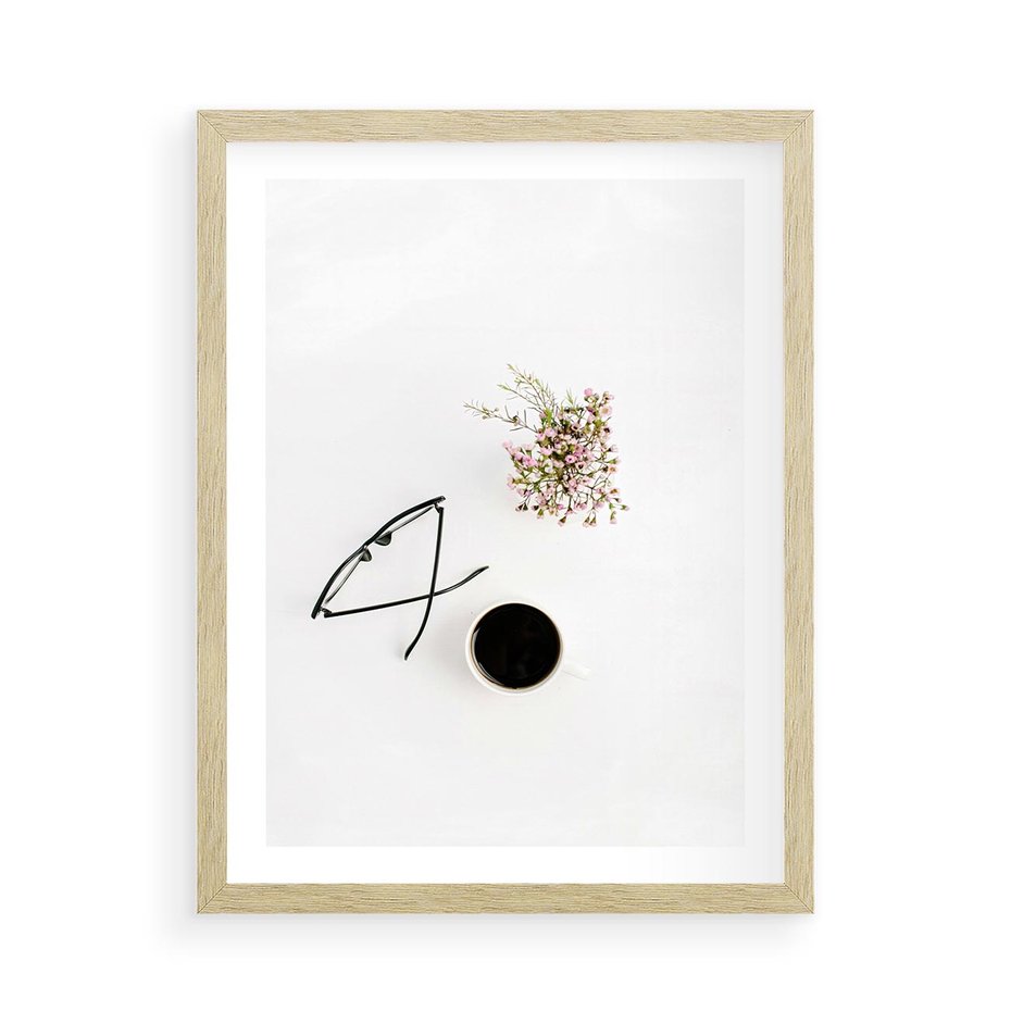 Plakat w ramie 50x70 - Codzienne Radości - kompozycja, bukiet - rama drewno