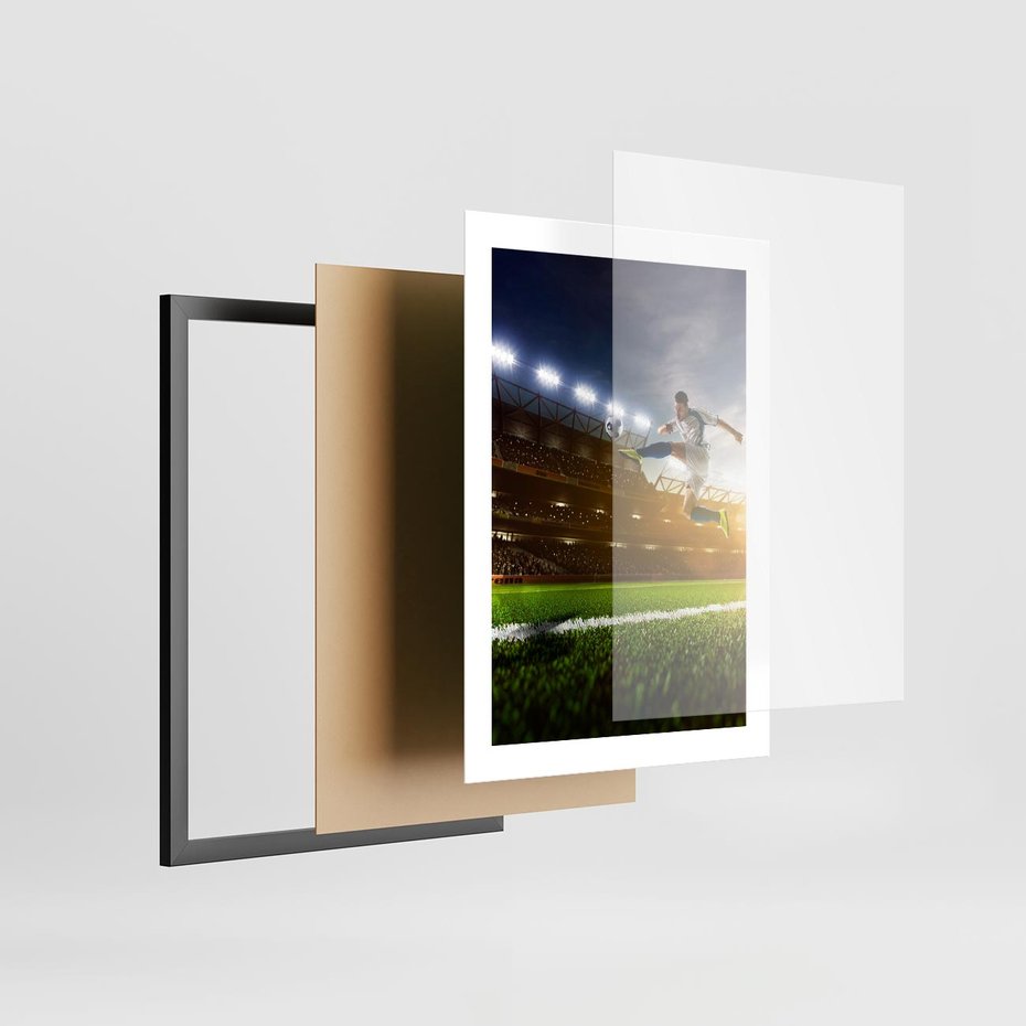 Plakat w ramie 30x40 - Gol! Magia piłki nożnej - gol, piłka - rama czarna