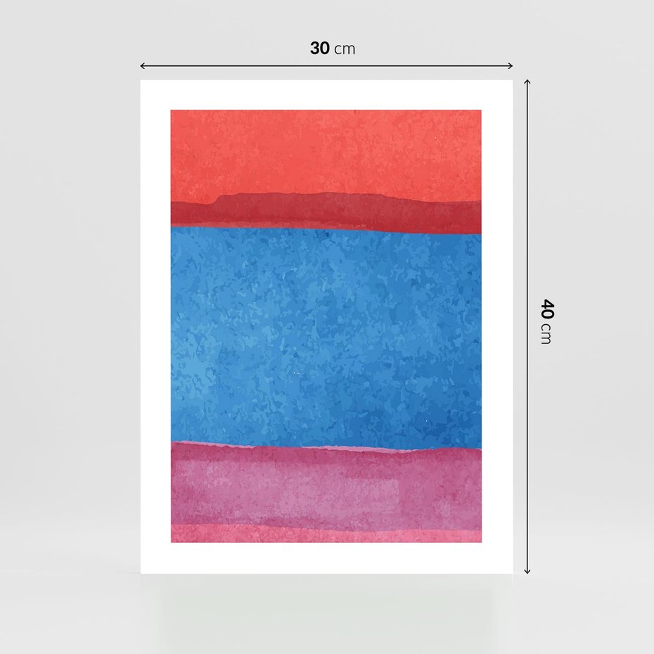 Plakat bez ramy 30x40 - Migocące Formy - kolorowe akwarelowe pasy, odcienie czerwień