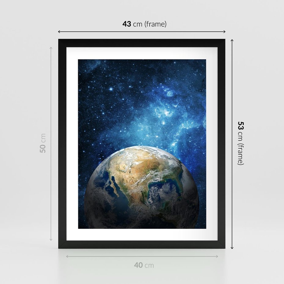 Plakat w ramie 40x50 - Kosmiczne Horyzonty - Ziemia, kosmos - rama czarna