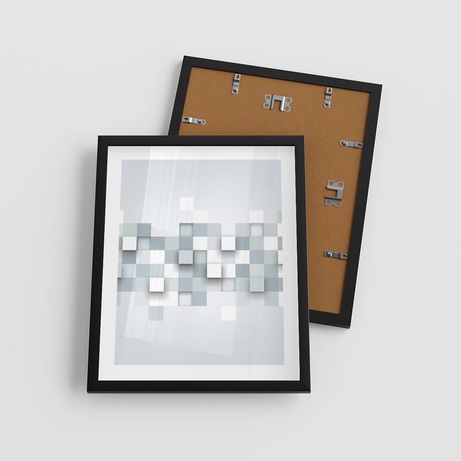 Plakat w ramie 40x50 - Trójwymiarowe formy geometryczne - geometria, 3D - rama czarna