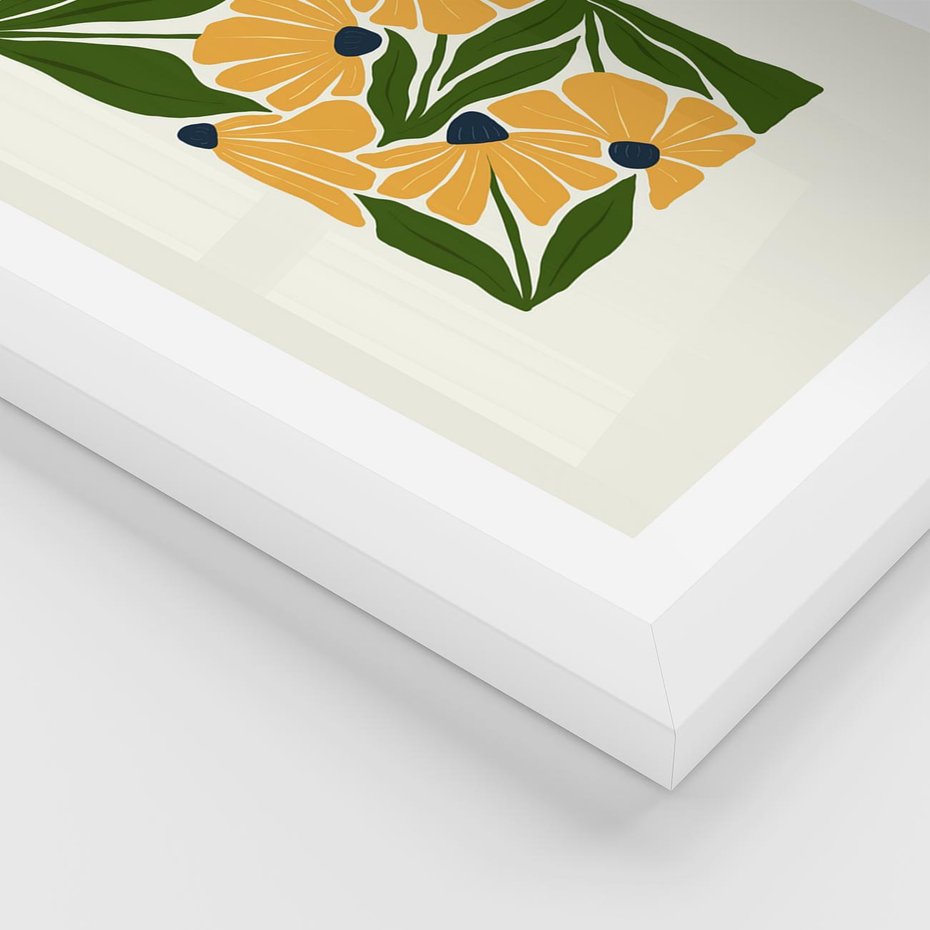 Plakat w ramie 30x40 - Świetliste Kwiaty Natury - kwiaty, nowoczesna grafika - rama biała