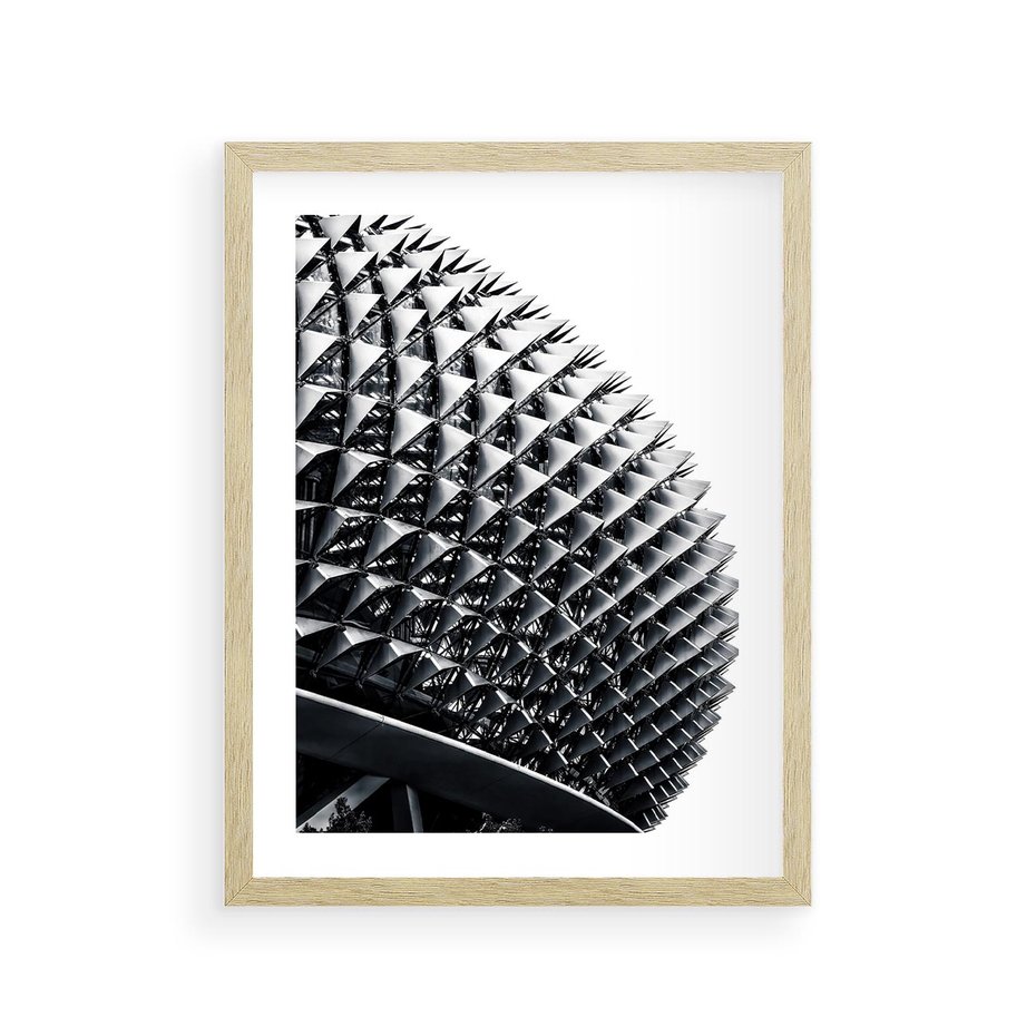 Plakat w ramie 30x40 - Nowoczesność w Czerni i Bieli: Architektoniczna Piękność - nowoczesna architektura, black and white - rama drewno