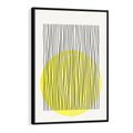 Obraz w ramie 50x70 - Ciepłe Przenikanie - geometria, żółte koło - rama czarna
