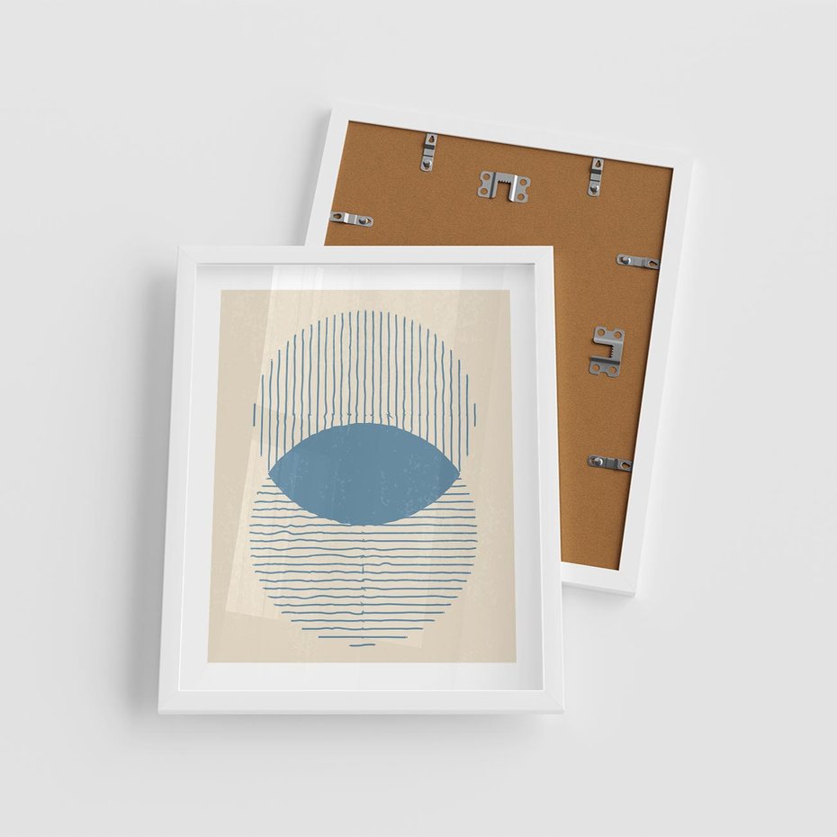 Plakat w ramie 40x50 - Wnętrza Refleksji - geometryczne kształty, koła - rama biała