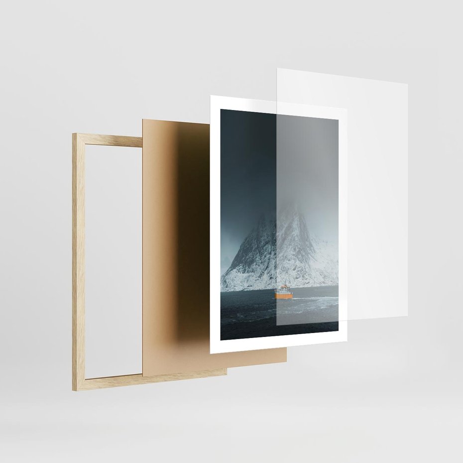 Plakat w ramie 50x70 - Skandynawski pejzaż - skadynawski, pejzaż - rama drewno