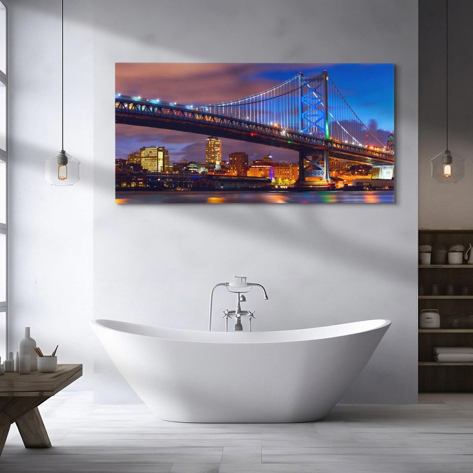 Obraz na płótnie 100x50 - Filadelfia: most nad zachodem słońca - Filadlefia, USA