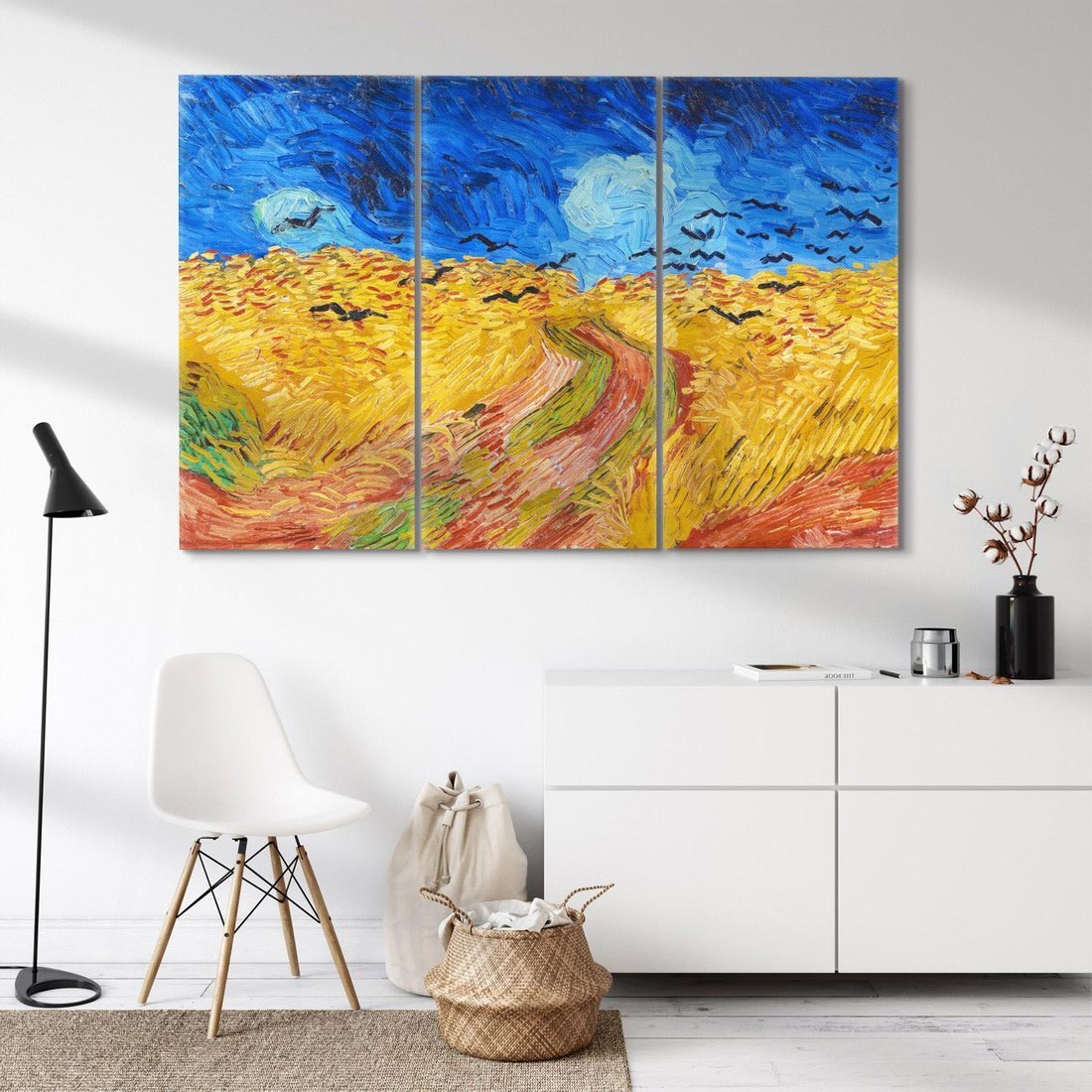Obraz na płótnie 120x80 - "Wheatfield with Crows" (1890) Vincent van Gogh - Reprodukcja - reprodukcja, obraz na płótnie