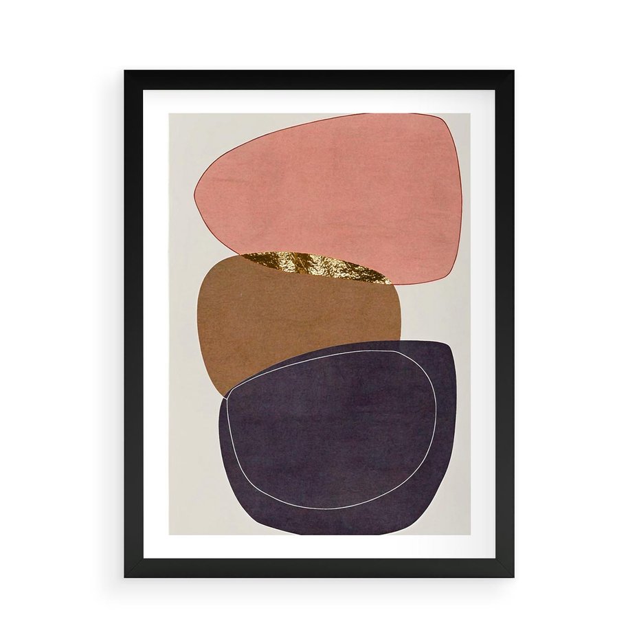 Plakat w ramie 50x70 - Rozkwitające Przenikające Formy - abstrakcyjny obraz, geometryczne formy - rama czarna