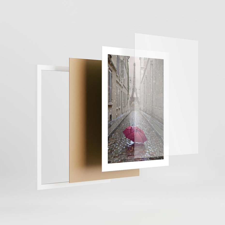 Plakat w ramie 30x40 - Francuska elegancja pod parasolem - Francja, parasol - rama biała