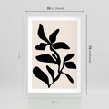 Plakat w ramie 50x70 - Wibracje Akwarelowych Ścieżek - abstrakcyjny minimalistyczna kwiat, czarno biały plakat - rama biała
