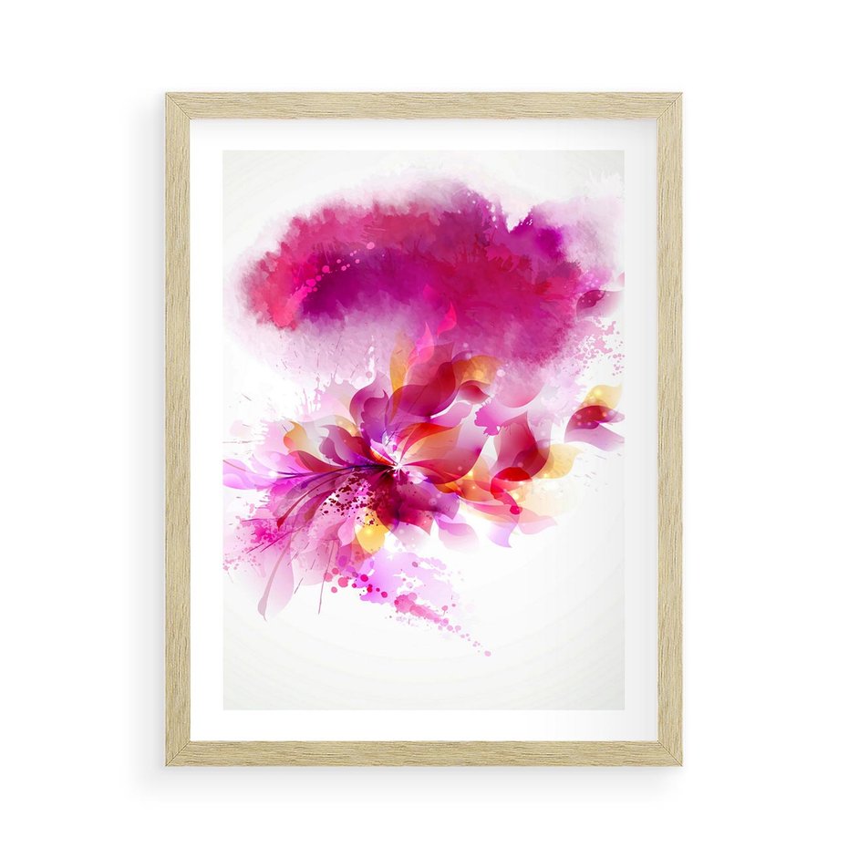 Plakat w ramie 50x70 - Kwiaty abstrakcji - abstrakcja, kwiaty - rama drewno
